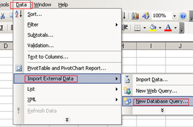 Using Excel's Data menu for getting data from QuickBooks